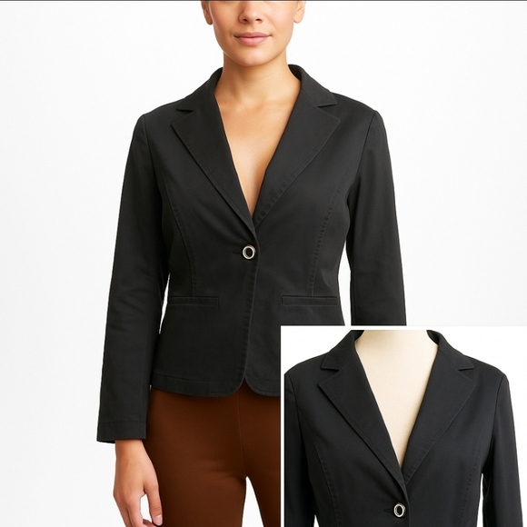 Herman Geist Open Front Structured Black Blazer - Picture 1 of 8